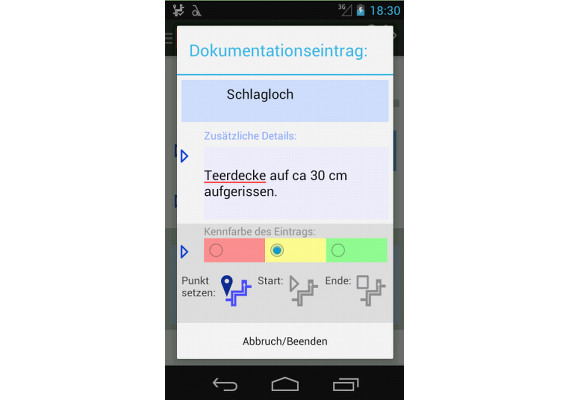 Kontrollpunkt eintragen Detail 4dgo Control Android App 